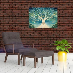Tablou pe sticlă – Arbore magic cu spirale (70x50 cm)