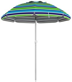 Outsunny Sombrilla de Plajă Ø178x205 cm cu Inclinare 45° Înălțime Reglabilă Anti-UV Impermeabilă și Geantă de Transport Multicolor | Aosom Romania