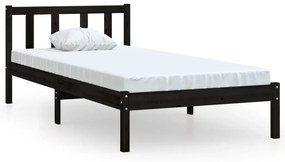 810051 vidaXL Cadru de pat single, negru, 90x190 cm, lemn masiv de pin