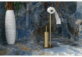 GEDY TR3288 Trilly suport cu suport pentru hârtieigienică și perie de WC, pătrat, auriu mat