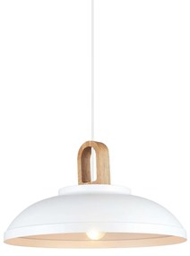 Lustra moderna alba minimalista cu detaliu de lemn Danito