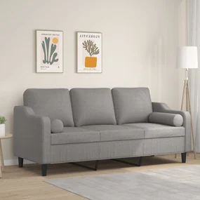 3153031 vidaXL Canapea cu 3 locuri cu perne&pernuțe gri deschis 180 cm textil