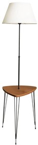 Lampadar alb/în culoare naturală cu abajur textil (înălțime 147 cm) – Opviq lights