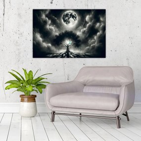 Tablou – Arbore alb-negru în lună plină (90x60 cm)