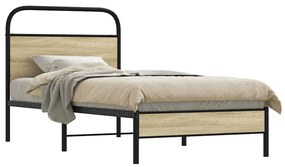 vidaXL Cadru de pat fără saltea 75x190 cm Lemn derivat stejar Sonoma