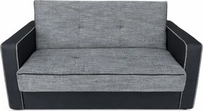 Canapea SAMY NEXT extensibila, 2 locuri, cu lada de depozitare, stofa gri cu negru, cadru metalic, 152x100x92 cm stofa, Gri Inchis + Gri Deschis