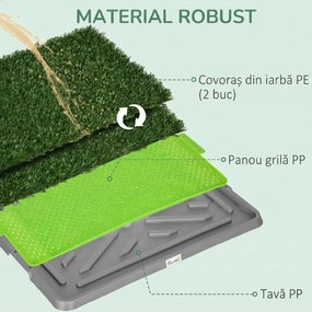 PawHut Toaletă pentru Câini, Iarbă Artificială pentru Câini cu Tavă pentru Antrenamentul la Oliță, 67x41 cm, Verde