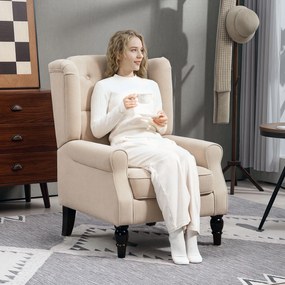 HOMCOM Scaun Decorativ Capitonat cu Spatar Inalt, Cotiere Rotunjite Captusite și Sezut cu Captuseala Groasa, Albastru | Aosom Romania