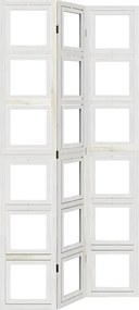 vidaXL Paravan cameră 3 panouri, alb, lemn masiv paulownia