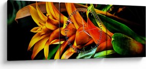 Tablou buchetului portocaliu (cu ceas) (90x30 cm)