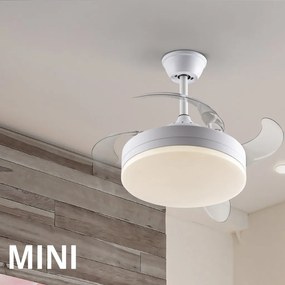Lustra LED cu Ventilator si telecomanda, lame retractabile Mini Vento alb