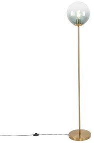 Lampă de podea Art Deco din alamă cu sticlă verde - Pallon