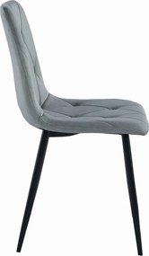 OFERTA Scaun de masa gri de catifea LIBRA cu picioare negre II. calitate