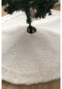 Covoraș alb de pus sub brad cu blană 122cm