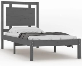 3105497 vidaXL Cadru de pat mic single, gri, 75x190 cm, lemn masiv