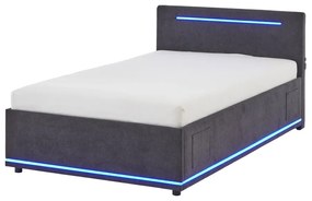 Pat pentru copii gri închis tapițat cu spațiu de depozitare cu somieră 120x200 cm Circle – Meise Möbel