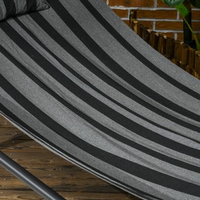 Outsunny Şezlong bain de soleil transat din oțel și poliester cu acoperiș și pernă, dim. 240L x 92l x 148H cm | Aosom Romania