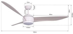 Ventilator LED de tavan Lucci air 512911 AIRFUSION LED/20W/230V lemn/alb + telecomandă
