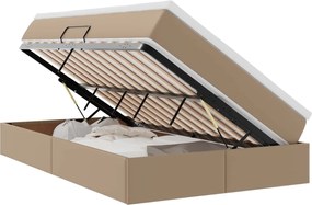 vidaXL Pat cu saltea și spațiu de depozitare Cappuccino 120 x 200 cm