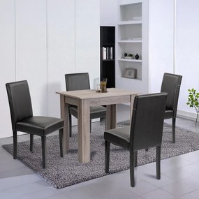 Set de masă Leon 4+1 stejar York-negru