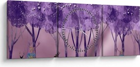 Tablou - Cerbi în pădurea magică (cu ceas) (90x30 cm)