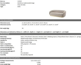 Canapea design LUX Brice, bej mademoiselle 115323 HZ