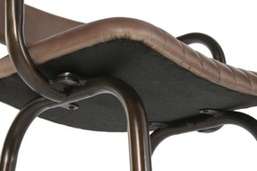 Scaun înalt de bar din metal si piele naturala, stil vintage, "Rotor"