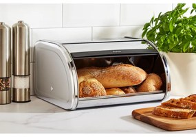 Cutie de paine Brabantia Roll Top 646888, 11 L, 31.6x26.5 cm, Structura speciala, Inox