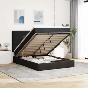 vidaXL Cadru de pat otoman cu saltele, catifea neagră 140x200cm