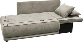 Canapea extensibilă, bej gri Taupe, pe dreapta, LIAMI