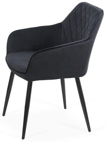 Scaun living din catifea cu picioare metalice BUC 258 negru