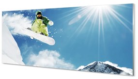 Tablouri acrilice Omul de bord de munte zăpadă