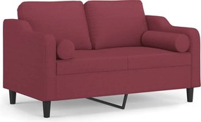 vidaXL Canapea cu 2 locuri cu pernuțe, roșu vin, 120 cm, textil