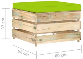 Set mobilier de gradina cu perne, 2 piese, lemn verde tratat bright green and brown, 2