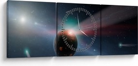 Tablou cu planetă mică (cu ceas) (90x30 cm)