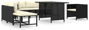 3059797 vidaXL Set mobilier de grădină cu perne, 8 piese, negru, poliratan