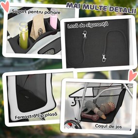 PawHut Cărucior pentru Câini Pliabil cu Husă de Ploaie, Roți Rotative și Pernuță Lavabilă, 77x44x102cm, Gri | Aosom Romania