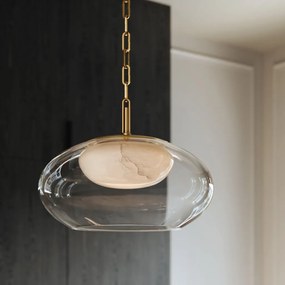 Lustra LED Suspendata, Sticla, Alabastru, Moore