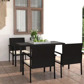 3065707 vidaXL Set mobilier de grădină, 5 piese, negru, poliratan