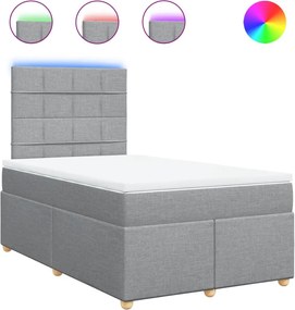 vidaXL Pat box spring cu saltea, gri deschis, 120x190 cm, textil
