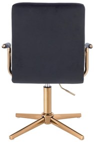 HC1015PCROSS Scaun Neagră Catifea cu Bază Aurie