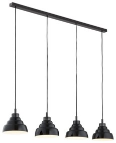 Lustra cu 4 pendule suspendate din Sticla, Negru, VENTURA