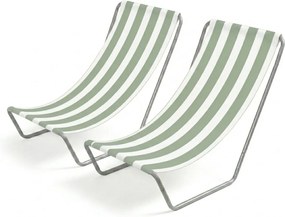 Set de 2 sezlonguri pliante pentru plaja SAND, dungi verde deschis