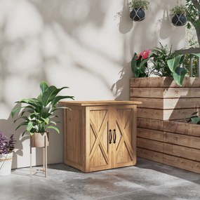 Outsunny Dulap de Exterior din Lemn cu 2 Uși, Căsuță de Grădină pentru Unelte cu Acoperiș Impermeabil, 77x55x72 cm, Maro | Aosom Romania