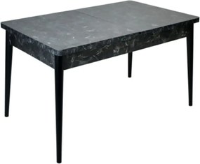 Set masa extensibila cu 6 scaune tapitate Homs cristal  negru-gri 170 x 80 cm