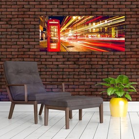 Tablou - căsuța telefonică roșie (120x50 cm)