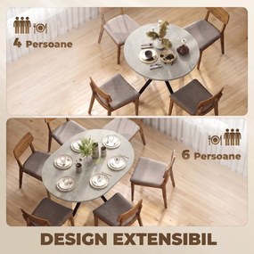 HOMCOM Masă de Sufragerie Extensibilă pentru 4-6 Persoane cu Picior în Formă de X, Gri Ciment | Aosom Romania
