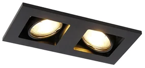 Spot incăstrat negru dreptunghiular 2 lumini - Qure