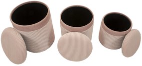 Mauro Ferretti Set De 3 Pufuri Cu Spatiu De  Depozitare, Roz, Cm Ø 40,5X49,5-35X42-31X36 | Aosom Romania