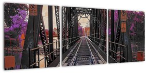 Tablou cu pod de cale ferată (cu ceas) (90x30 cm)